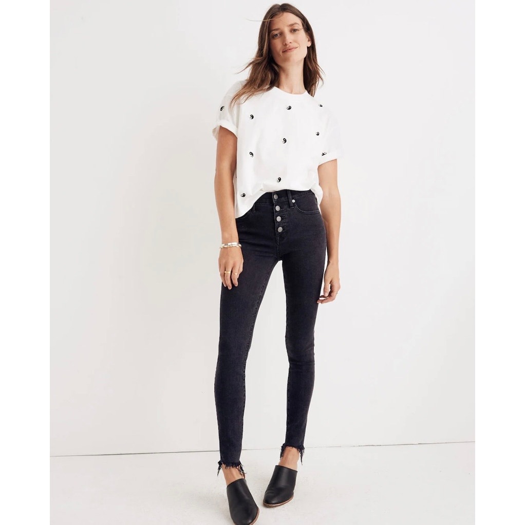 Madewell 9" High-Rise Skinny Jeans In Black Size W28